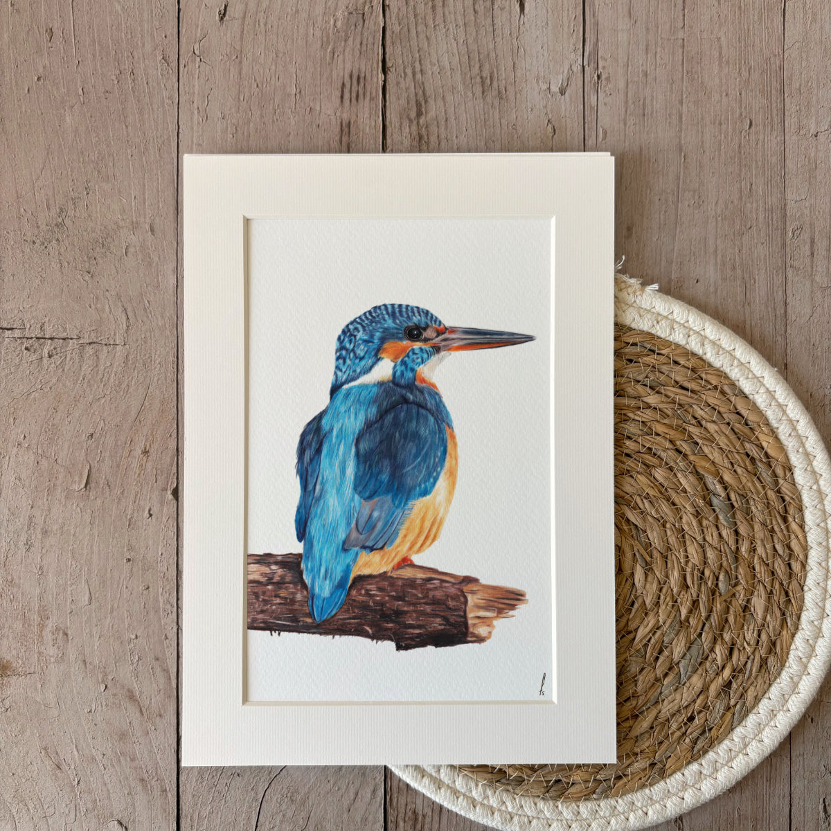 Print | IJsvogel op hout