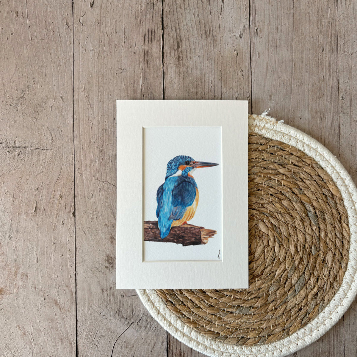 Print | IJsvogel op hout
