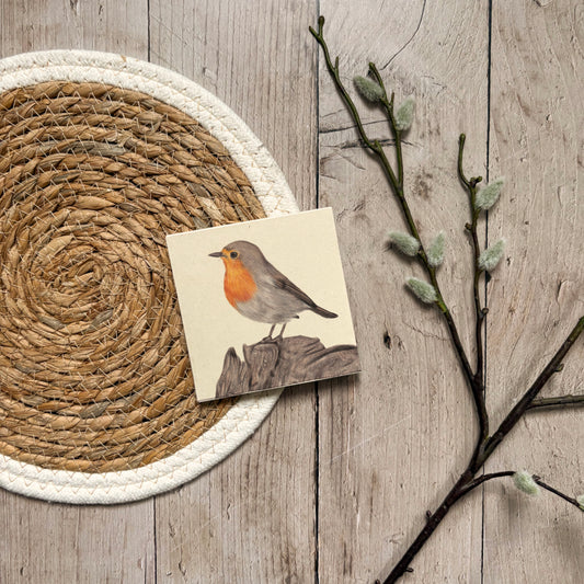 Memo blok | Roodborstje op hout