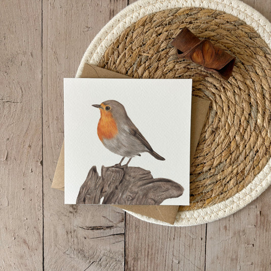 Wholesale | Wenskaart | Roodborstje op hout