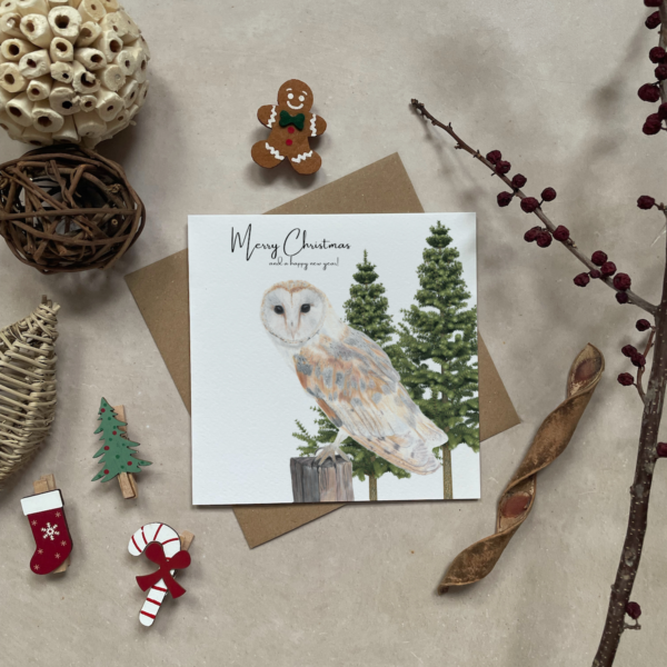 Christmas barn owl | Greeting card