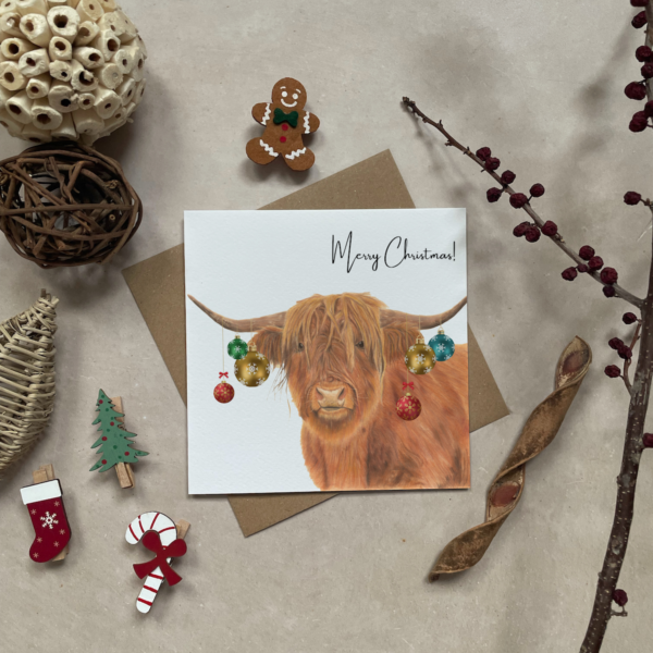 Christmas highland cow | Greeting card